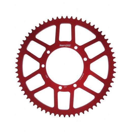 Aluminijasti zadnji verižnik (zobnik) SUPERSPROX RAL-6601:65-RED rdeč