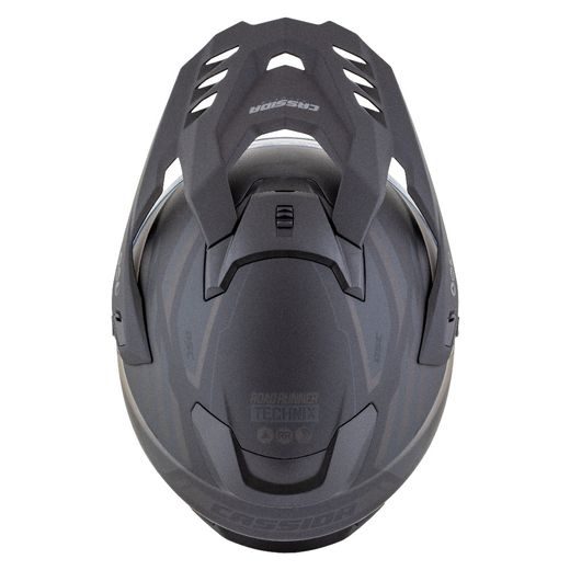 Motocross Helmet CASSIDA ROAD RUNNER TechniX black matt/ black/ grey/ black matt peak XS