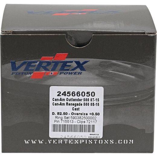 Complete piston VERTEX 24566050 Cylinder 82,5, piston 82,45 mm (Cast)