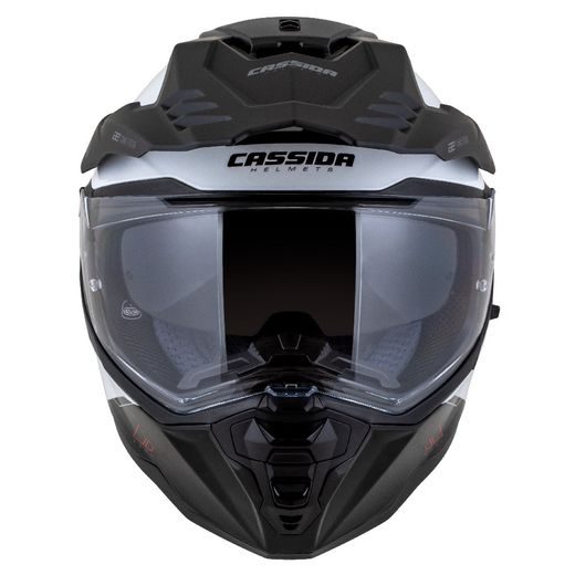 Motocross Helmet CASSIDA ROAD RUNNER DUAL white/ black/ black matt peak S