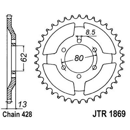 Zadnji verižnik (zobnik) JT JTR 1869-45 45T, 428