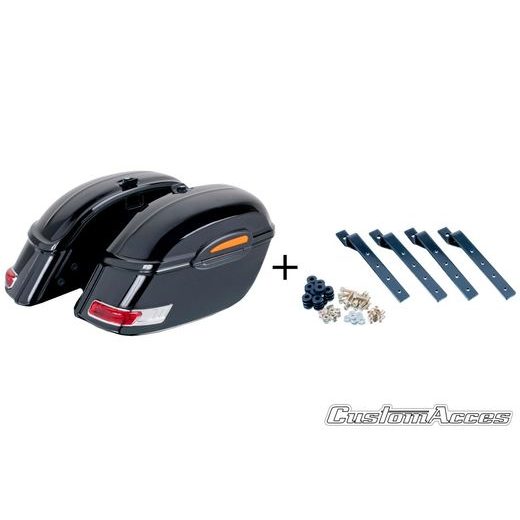 Rigid saddlebag CUSTOMACCES TOURING AMZ002N črna pair, with KF universal support