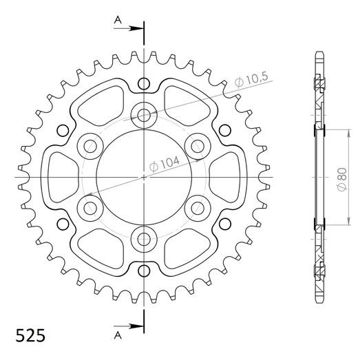 Rear sprocket SUPERSPROX STEALTH RST-1489:39-GLD zlata 39T, 525