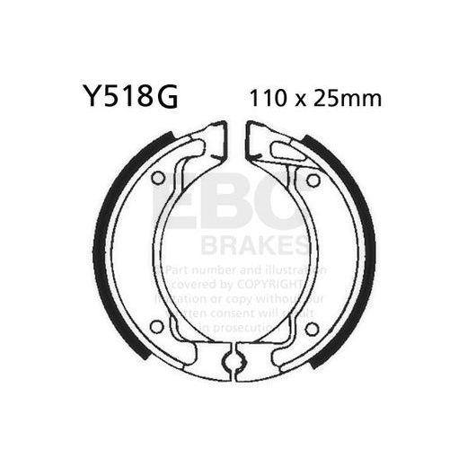 Brake shoe set EBC Y518G grooved includings springs