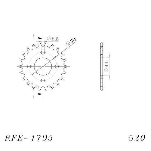 Zadnji verižnik (zobnik) SUPERSPROX RFE-1795:22-BLK črna 22T, 520