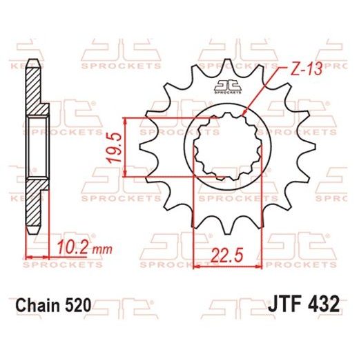 Sprednji verižnik JT JTF 432-12 12T, 520