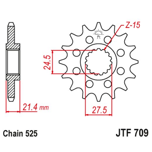 Sprednji verižnik JT JTF 709-16 16T, 525