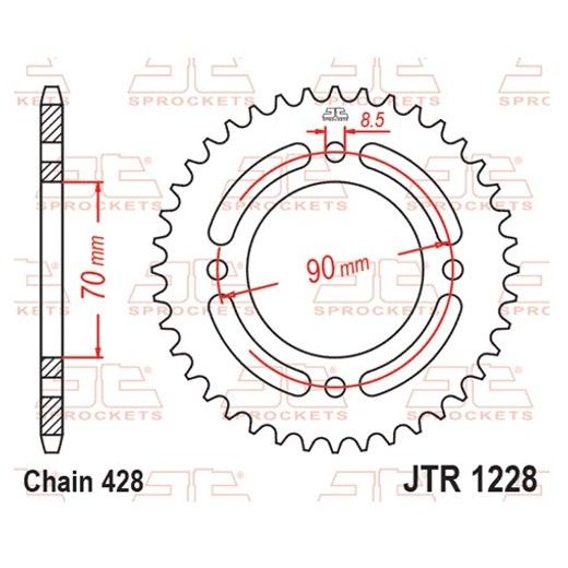 Zadnji verižnik (zobnik) JT JTR 1228-34 34T, 428