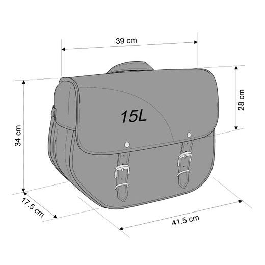 Leather saddlebag CUSTOMACCES SANT LOUIS APS011N črna right, with metal base right side and right fitting kit