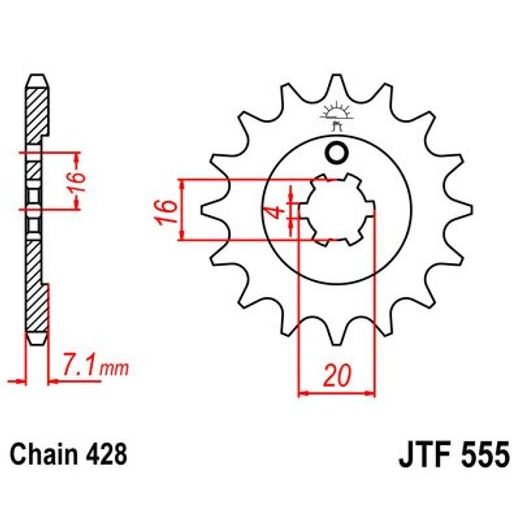 Sprednji verižnik JT JTF 555-13 13T, 428