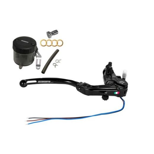 Homologated radial brake master cylinder ACCOSSATO RB086 with folding lever and oil reservoir kit included PRS 16x17-18-19 ABE 61454