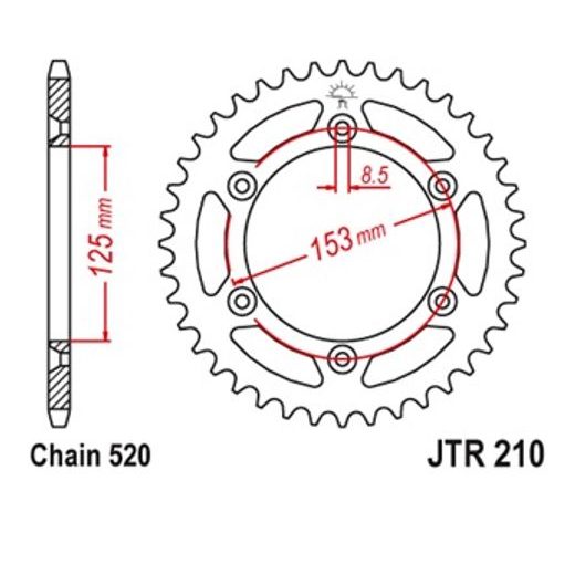 Zadnji verižnik (zobnik) JT JTR 210/2-51