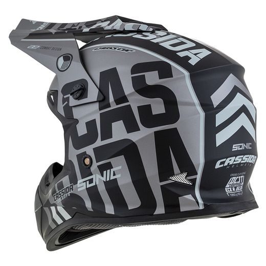 Motocross Helmet CASSIDA CROSS CUP SONIC matt grey /black S