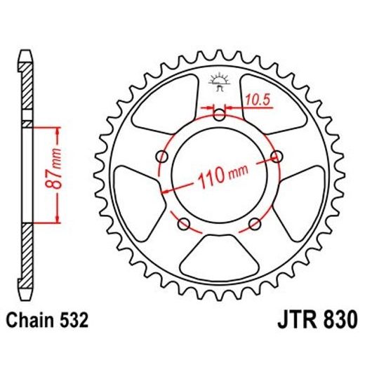 Zadnji verižnik (zobnik) JT JTR 830-46 46T, 532