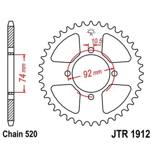 Zadnji verižnik (zobnik) JT JTR 1912-42 42T, 520
