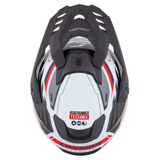 Motocross Helmet CASSIDA ROAD RUNNER TechniX white/ black/ red/ grey/ black matt peak L