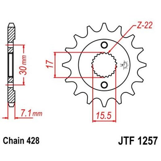 Sprednji verižnik JT JTF 1257-14 14T, 428