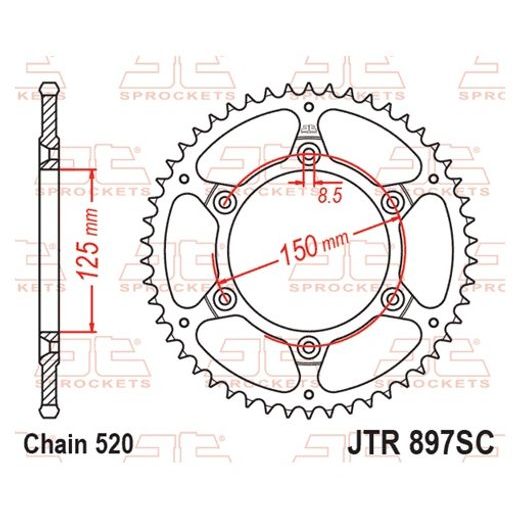 Verižni set EK - Črn chain 520 SRX, X-ring (X, NX, QX, XS), CHK front sprocket JT CHK rubber cushioned, CHK rear sprocket JT za KTM 690 Rally Replica 2009-2010
