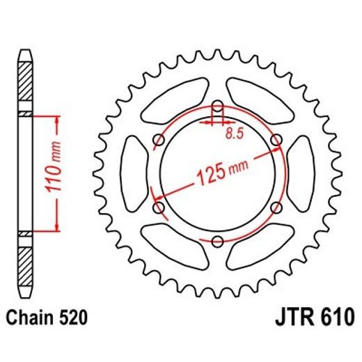 Zadnji verižnik (zobnik) JT JTR 610-51 51T, 520