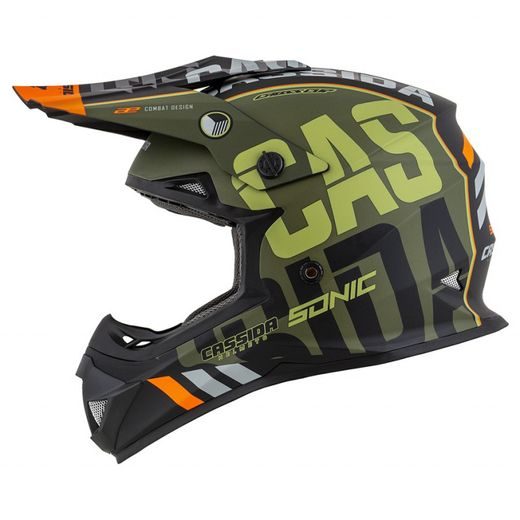 Motocross Helmet CASSIDA CROSS CUP SONIC matt green /orange S