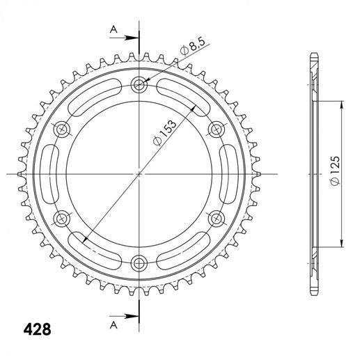 Zadnji verižnik (zobnik) SUPERSPROX RFE-1259:50-BLK črna 50T