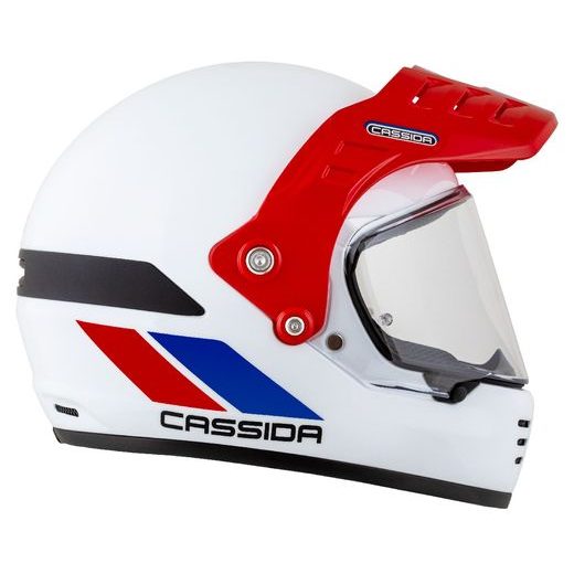 Motocross Helmet CASSIDA FORMX FLATOUT white/ blue/ red/ red peak 2XL