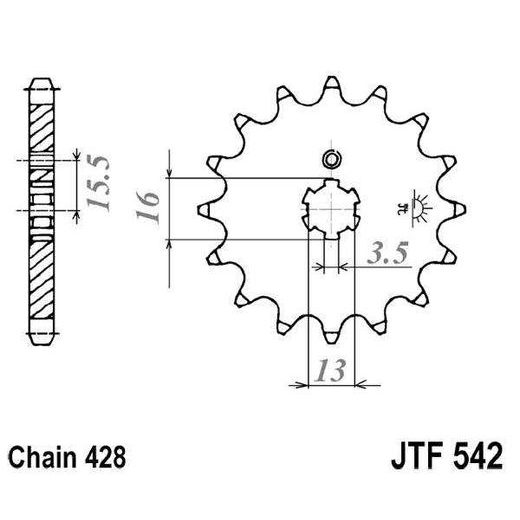 Sprednji verižnik JT JTF 542-13 13T, 428