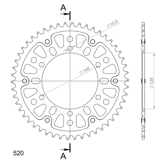 Rear sprocket SUPERSPROX STEALTH RST-855:50-GLD zlata 50T, 520