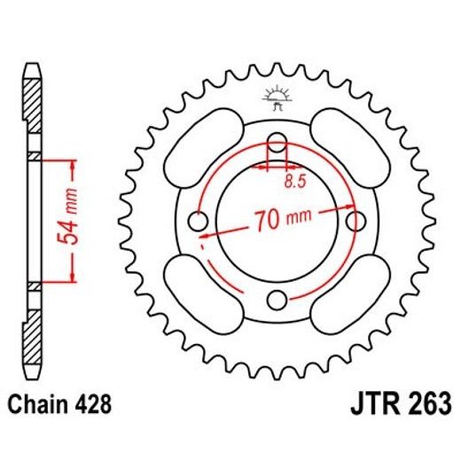 Zadnji verižnik (zobnik) JT JTR 263-42 42T, 428