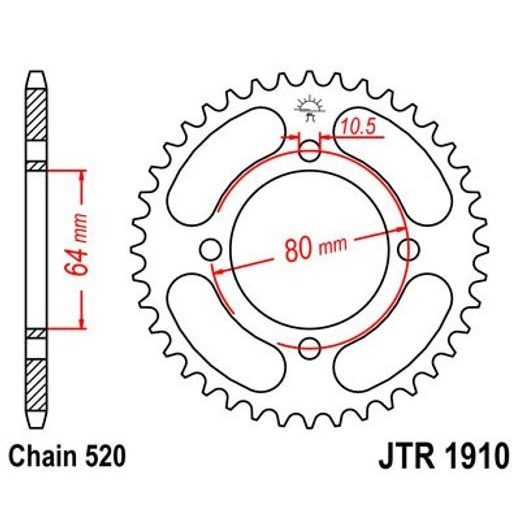 Zadnji verižnik (zobnik) JT JTR 1910-36 36T, 520