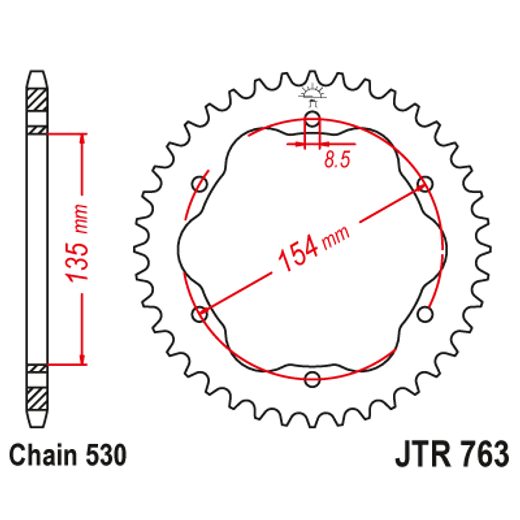 Zadnji verižnik (zobnik) JT JTR 763-40ZBK 40T, 530 Black Zinc
