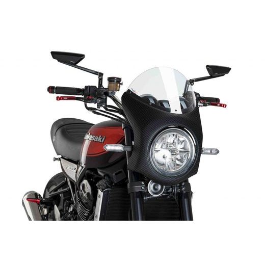 Windshield PUIG SEMI-FAIRING 9596W carbon look prozorna