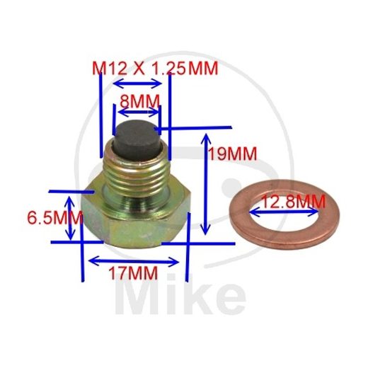 Magnetic oil drain plug JMP M12X1.25 with washer