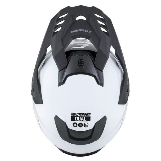 Motocross Helmet CASSIDA ROAD RUNNER DUAL white/ black/ black matt peak L