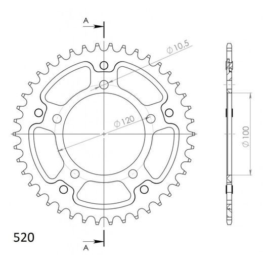 Zadnji verižnik (zobnik) SUPERSPROX STEALTH RST-703:42-RED rdeč 42T, 520