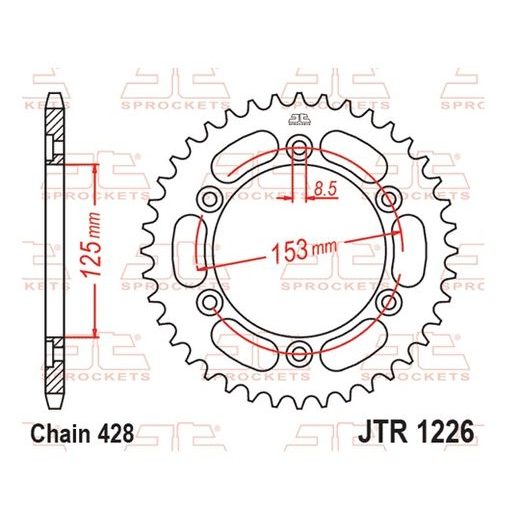 Zadnji verižnik (zobnik) JT JTR 1226-49 49T, 428