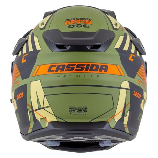 Motocross Helmet CASSIDA ROAD RUNNER TechniX green matt/ black/ orange/ grey/ black matt peak M