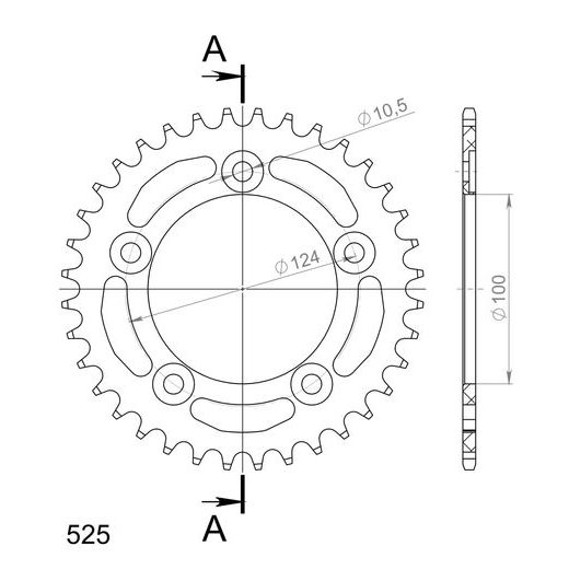 Aluminijasti zadnji verižnik (zobnik) SUPERSPROX RAL-744:36-BLK črna 36T, 525