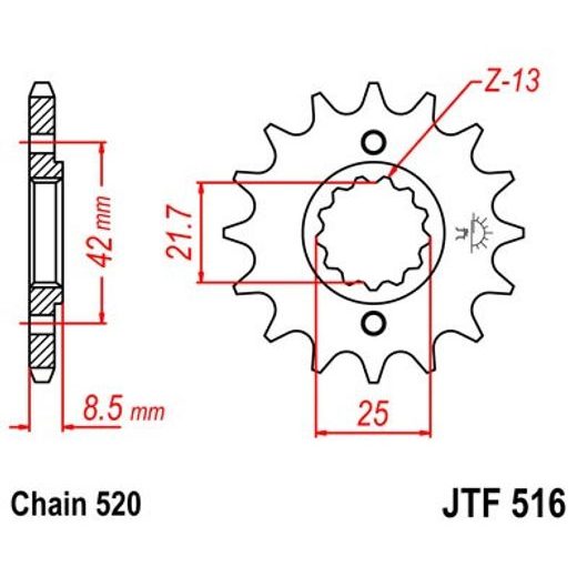 Sprednji verižnik JT JTF 516-13 13T, 520