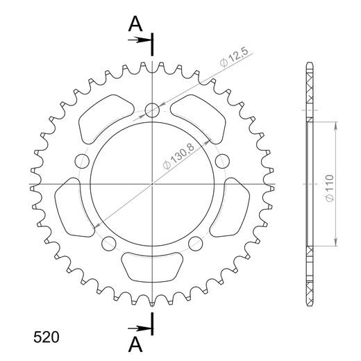 Aluminijasti zadnji verižnik (zobnik) SUPERSPROX RAL-7_520:41-BLK črna 41T, 520