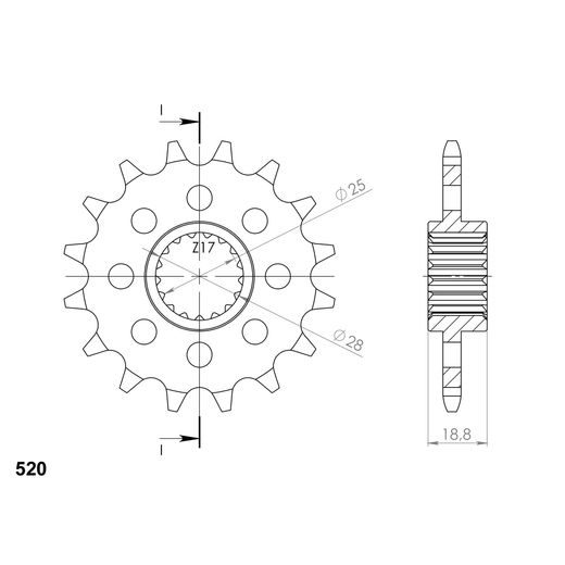 Sprednji verižnik SUPERSPROX CST-705:17 17T, 520