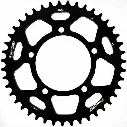 Aluminijasti zadnji verižnik (zobnik) SUPERSPROX RAL-7026:43-BLK črna 43T, 525