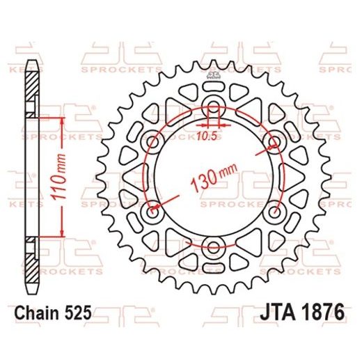 Aluminijasti zadnji verižnik (zobnik) JT JTA 1876-47GLD 47T, 525 Zlat