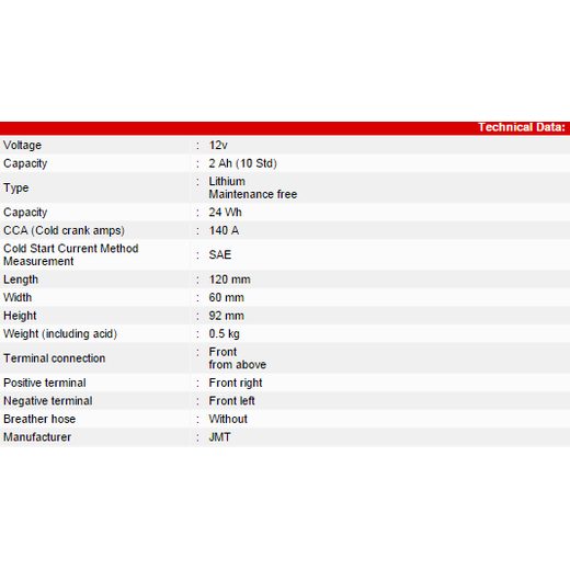 Lithium-ion akumulator JMT YB7BL-FP