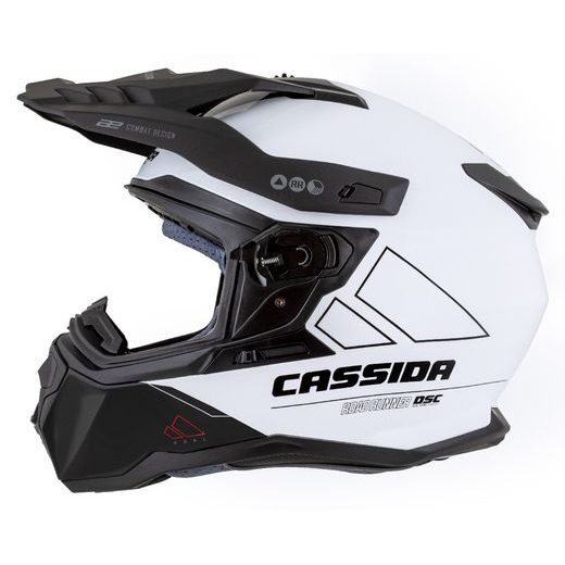 Motocross Helmet CASSIDA ROAD RUNNER DUAL white/ black/ black matt peak XS