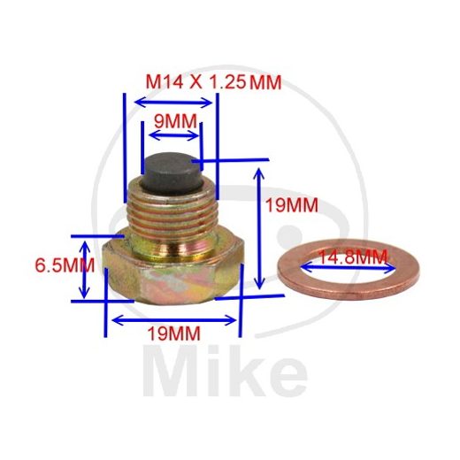 Magnetic oil drain plug JMP M14X1.25 with washer