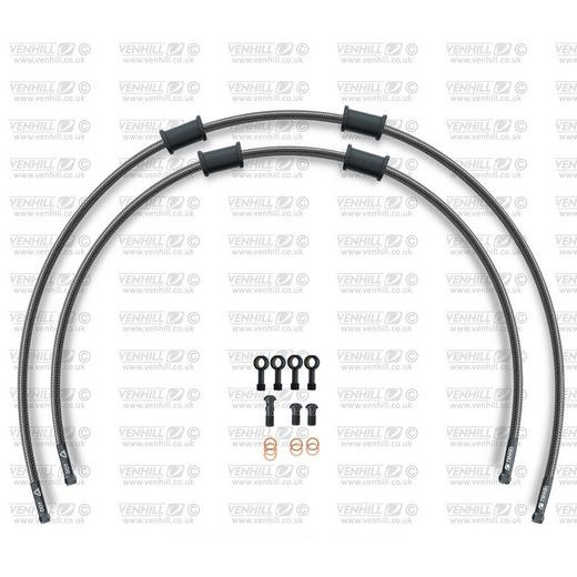 RACE Front brake hose kit Venhill POWERHOSEPLUS HON-10012FB-CB (2 cevi v kompletu) Carbon hoses, black fittings