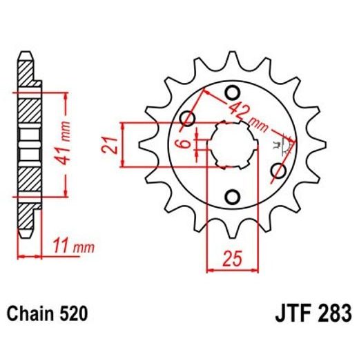 Sprednji verižnik JT JTF 283-14 14T, 520