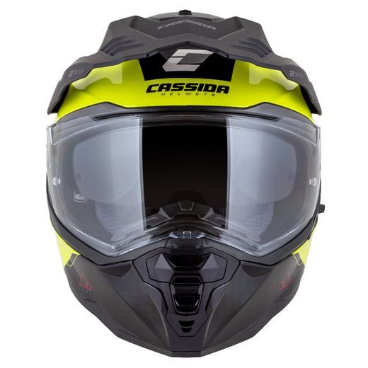 Motocross Helmet CASSIDA ROAD RUNNER DUAL yellow fluo/ black/ black matt peak M
