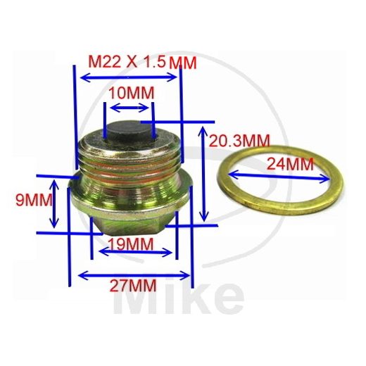 Magnetic oil drain plug JMP M22X1.50 with washer